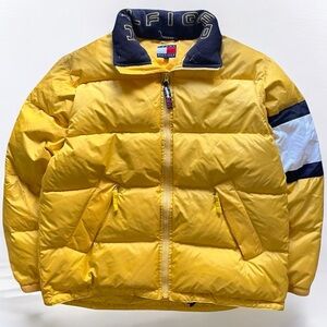 Tommy Hilfiger Vintage 2000 Classic Yellow Colorblock Down Feather Puffer Jacket